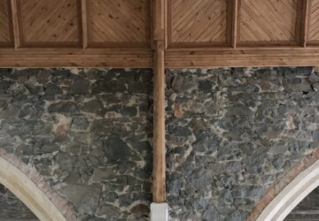 An image of a ceiling that has been sprayed with protective coating
