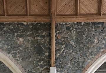 An image of a ceiling that has been sprayed with protective coating